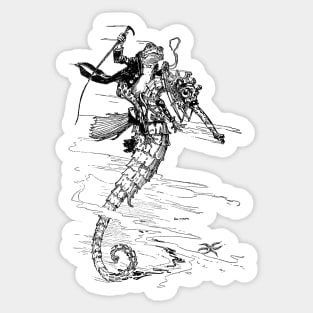 Elegant frog on a racing seahorse Sticker